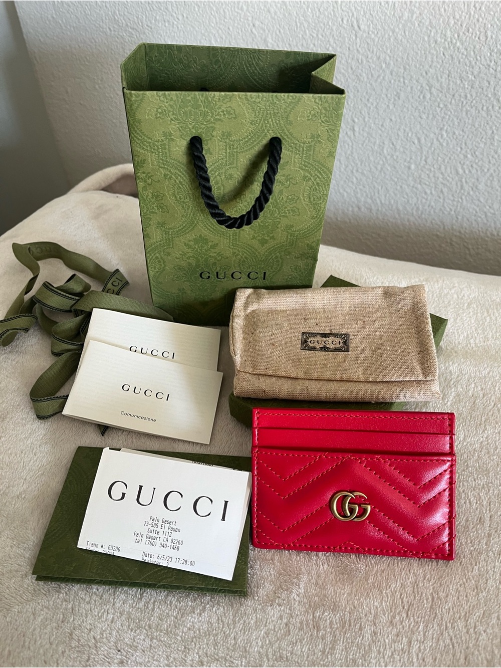 Gucci Red GG Marmont Card Holder